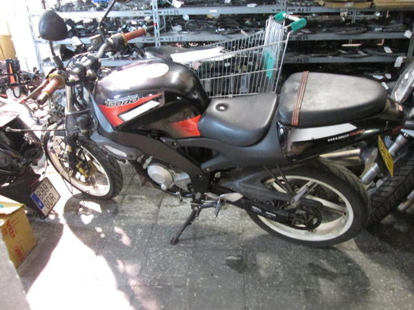 Left side of an Aprilia RS 50 Tuono for scrapping