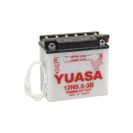 Bateria para moto o ciclomotor marca YUASA modelo 12N5.5-3B de 12v 5.5Ah