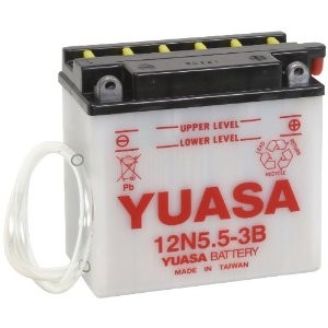 Bateria para moto o ciclomotor marca YUASA modelo 12N5.5-3B de 12v 5.5Ah