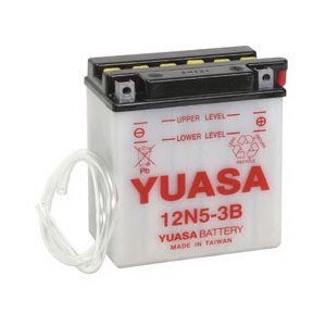 Bateria para moto o ciclomotor marca YUASA modelo 12N5-3B de 12v 5Ah