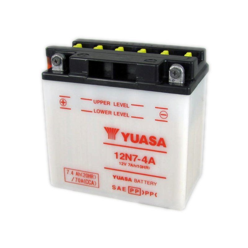 Bateria para moto o ciclomotor marca YUASA modelo 12N7-4A de 12v 7Ah