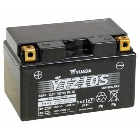 Bateria para moto o ciclomotor marca YUASA modelo YTZ10S de 12v 8.6Ah