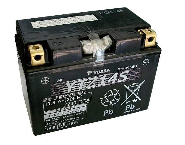 Bateria para moto o ciclomotor marca YUASA modelo YTZ14S de 12v 11.2Ah
