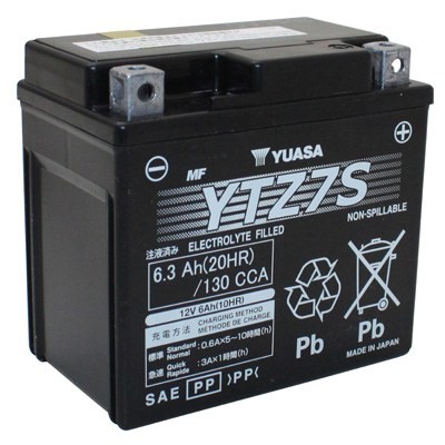 Battery for scooter or moped brand YUASA 12v model YTZ7Sde 6Ah.