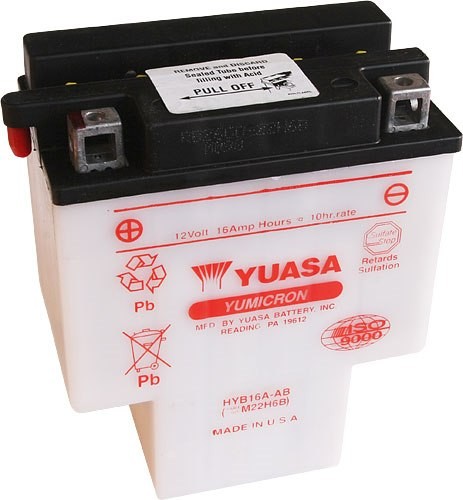 Bateria para moto o ciclomotor marca YUASA modelo HYB16A-AB de 12v 16Ah