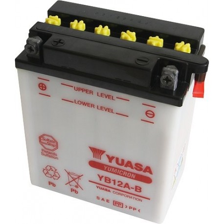 Bateria para moto o ciclomotor marca YUASA modelo YB12A-B de 12v 12Ah