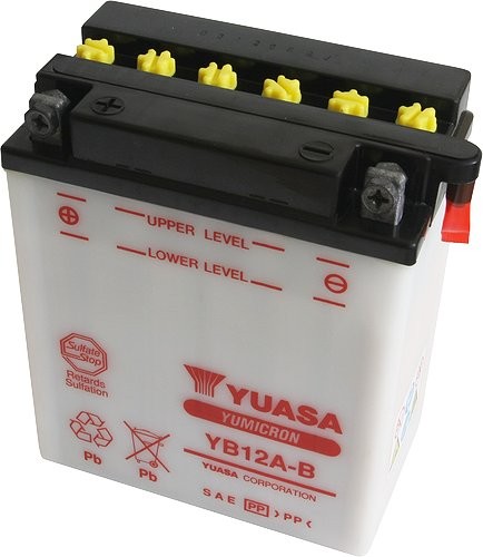 Bateria para moto o ciclomotor marca YUASA modelo YB12A-B de 12v 12Ah