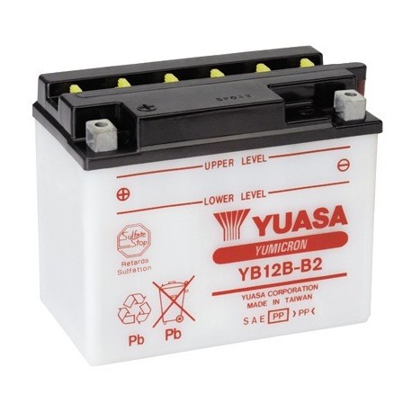 Bateria para moto o ciclomotor marca YUASA modelo YB12B-B2 de 12v 11Ah