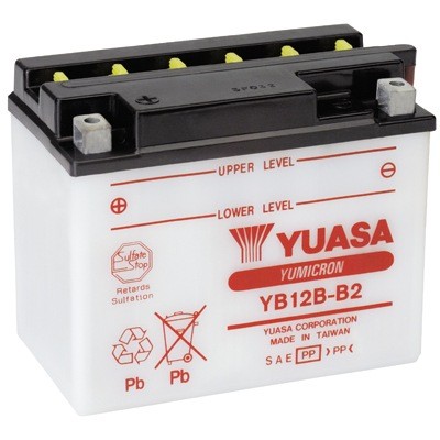 Bateria para moto o ciclomotor marca YUASA modelo YB12B-B2 de 12v 11Ah