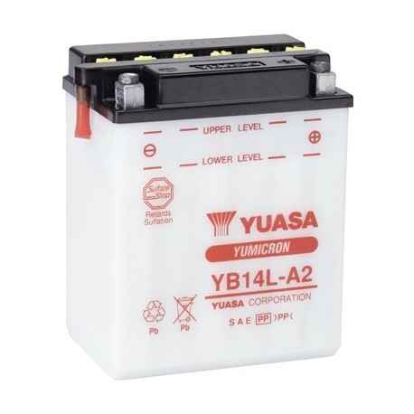 Bateria para moto o ciclomotor marca YUASA modelo YB14L-A2 de 12v 14Ah