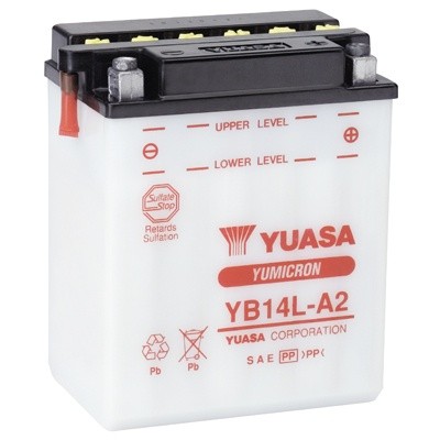 Battery for scooter or moped model brand YUASA 12V 14Ah YB14L-A2.