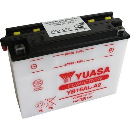 Battery for scooter or moped model brand YUASA 12V 16Ah YB16AL-A2.