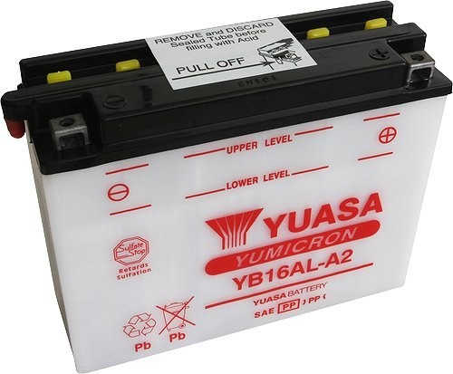 Bateria para moto o ciclomotor marca YUASA modelo YB16AL-A2 de 12v 16Ah