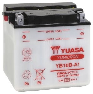 Bateria para moto o ciclomotor marca YUASA modelo YB16B-A1 de 12v 16Ah