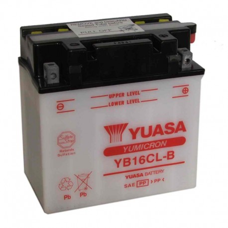 Bateria para moto o ciclomotor marca YUASA modelo YB16CL-B de 12v 19Ah