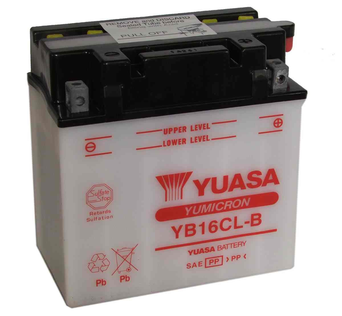 Bateria para moto o ciclomotor marca YUASA modelo YB16CL-B de 12v 19Ah