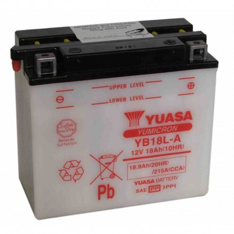 Battery for scooter or moped model brand YUASA 12V 18Ah YB18L-A.