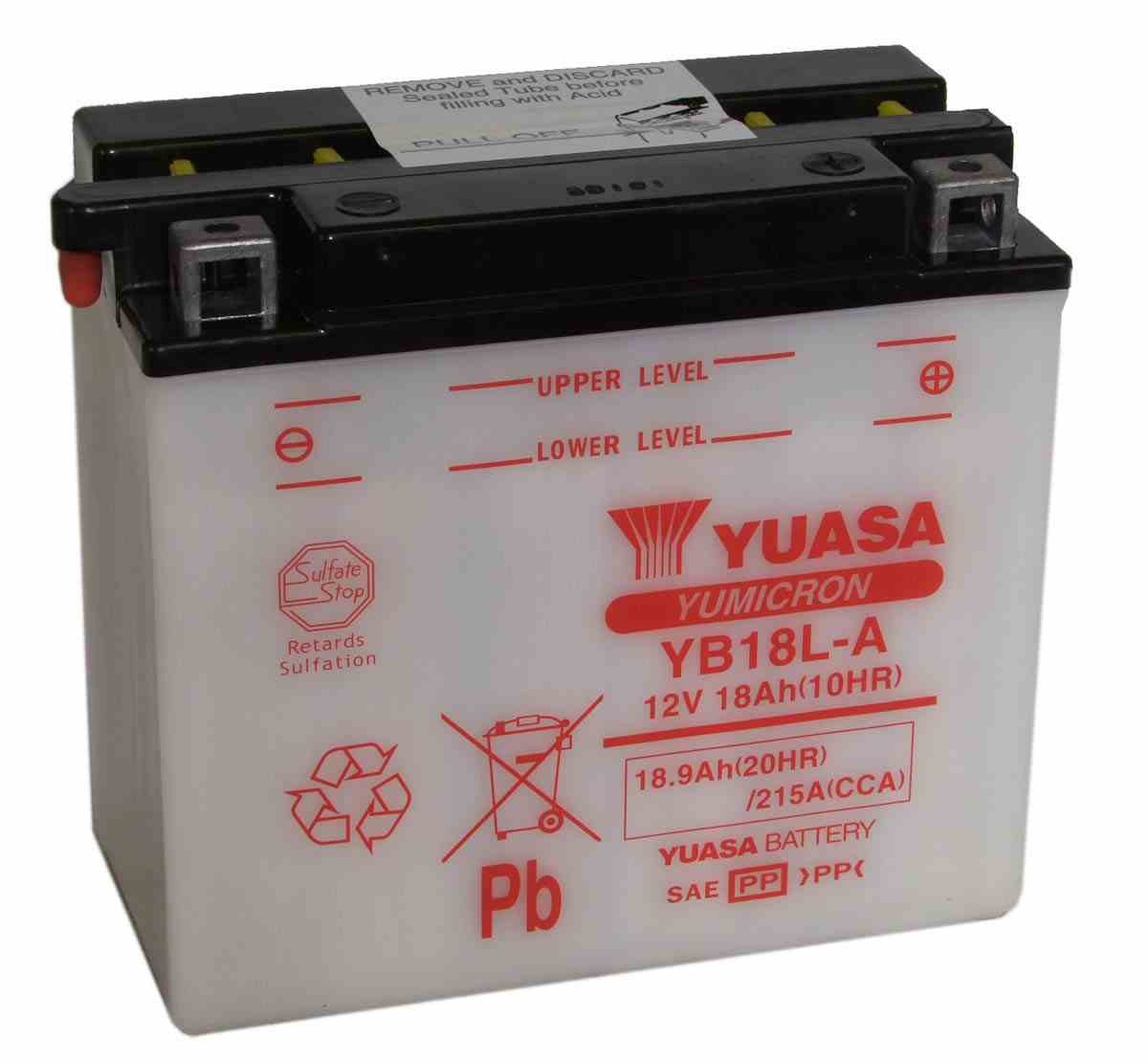 Bateria para moto o ciclomotor marca YUASA modelo YB18L-A de 12v 18Ah