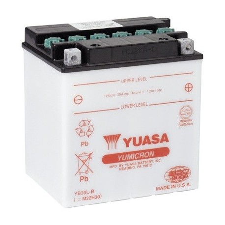 Bateria para moto o ciclomotor marca YUASA modelo YB30L-B de 12v 30Ah