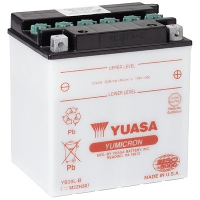 Bateria para moto o ciclomotor marca YUASA modelo YB30L-B de 12v 30Ah