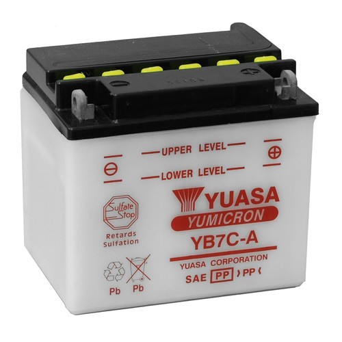 Bateria para moto o ciclomotor marca YUASA modelo YB7C-A de 12v 7Ah