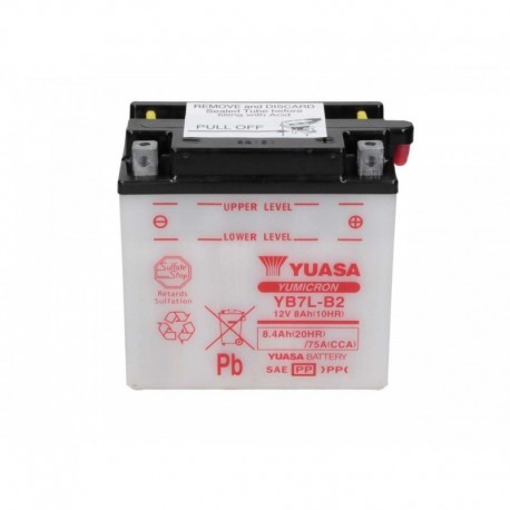 Bateria para moto o ciclomotor marca YUASA modelo YB7L-B2 de 12v 8Ah