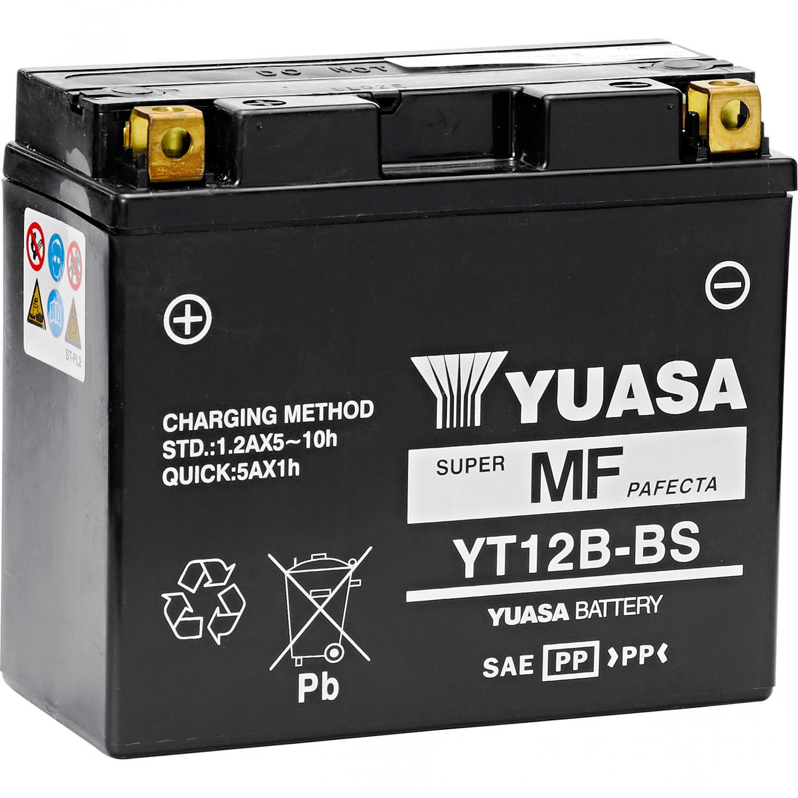 Battery for scooter or moped model brand YUASA 12V 10Ah YT12B-BS.