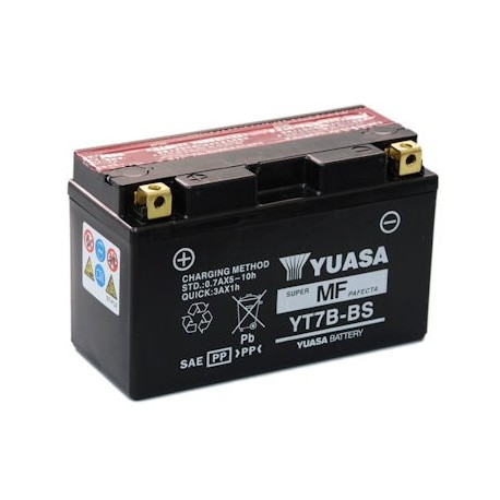 Bateria para moto o ciclomotor marca YUASA modelo YT7B-BS de 12v 6.5Ah