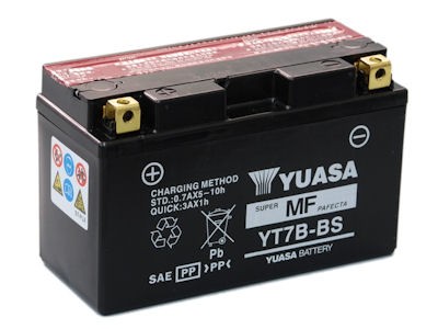 Battery for scooter or moped model brand YUASA 12V 6.5Ah YT7B-BS.