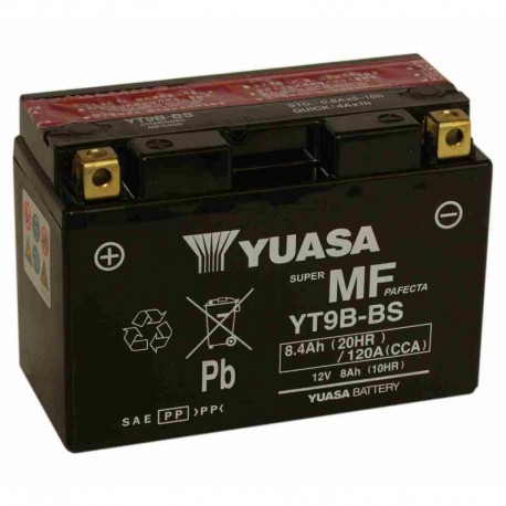 Battery for scooter or moped brand YUASA model BSDE YT9B-12v 8AH.