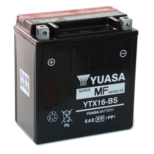 Bateria para moto o ciclomotor marca YUASA modelo YTX16-BS de 12v 14Ah