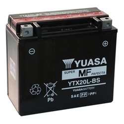Bateria para moto o ciclomotor marca YUASA modelo YTX20L-BS de 12v 18Ah