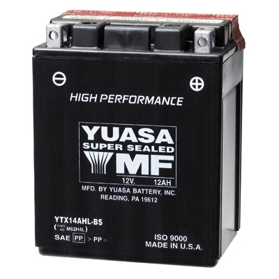 Bateria para moto o ciclomotor marca YUASA modelo YTX14AH-BS de 12v 12Ah
