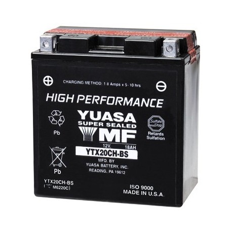 Battery for scooter or moped model brand YUASA 12V 18Ah YTX20CH-BS.