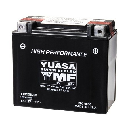 Battery for scooter or moped model brand YUASA 12V 18Ah YTX20HL-BS.