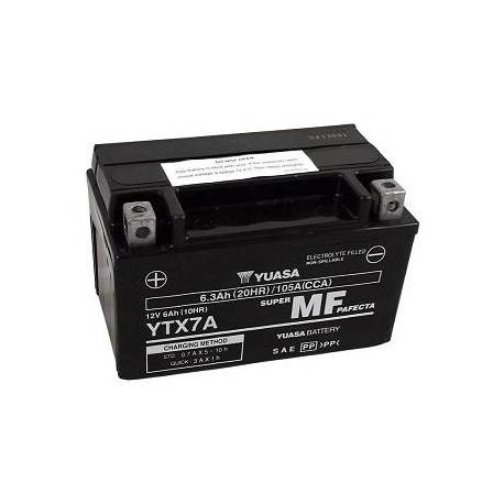 Battery for scooter or moped brand YUASA 12v model YTX7A-BSDE 6Ah.