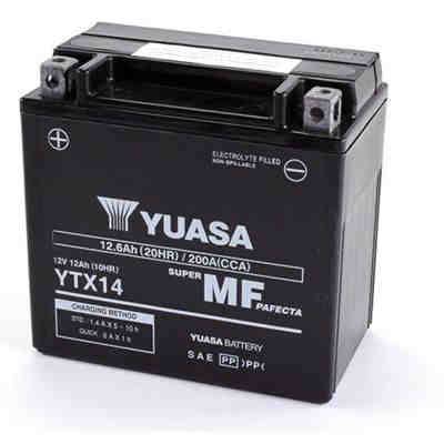 Bateria para moto o ciclomotor marca YUASA modelo YTX14-BS de 12v 12Ah